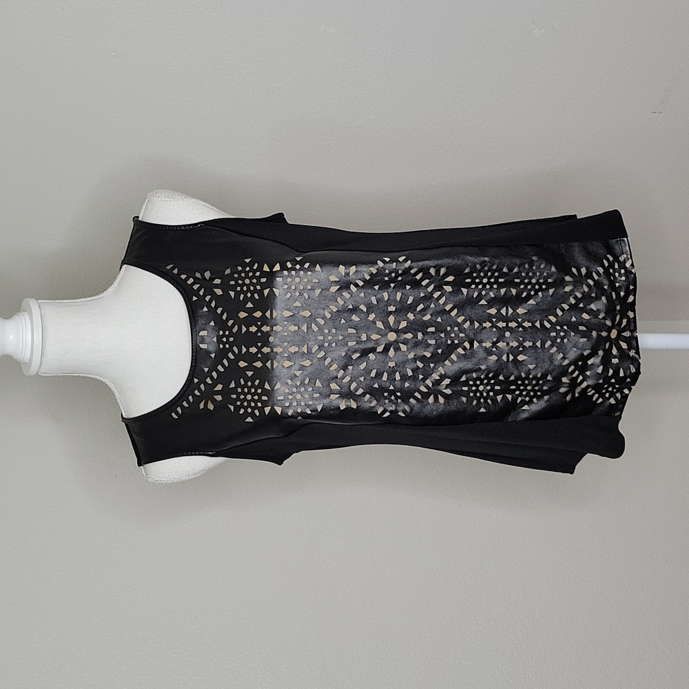Alfani Black Faux Leather Cut Out Sleeveles Top